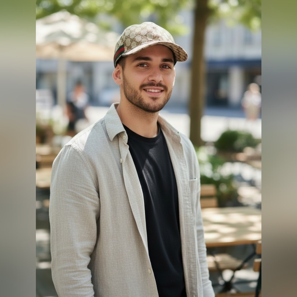 Super EUC Gucci Brown Patterned Baseball Hat - image 1